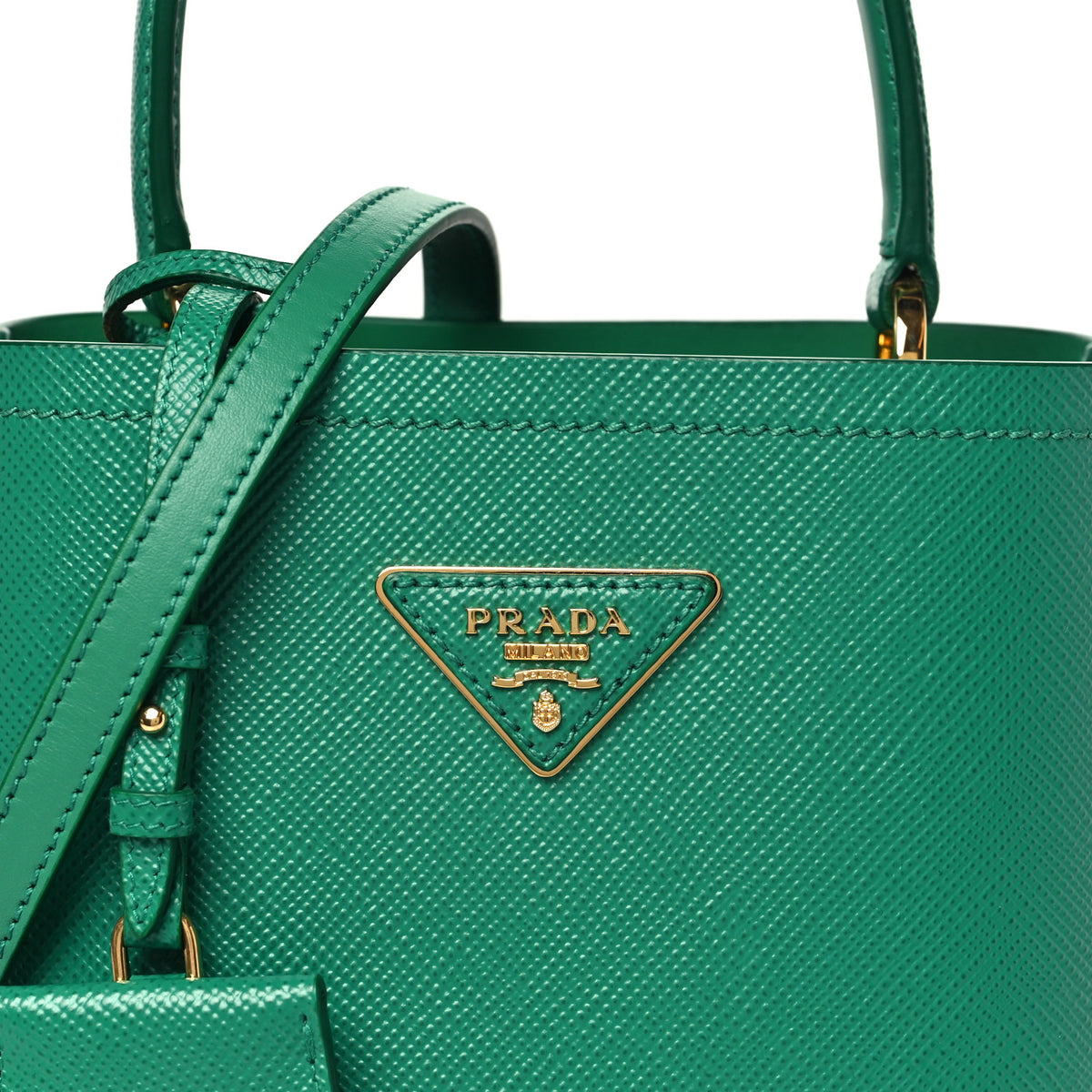 Saffiano Cuir Calfskin Small Panier Bucket Bag Mango