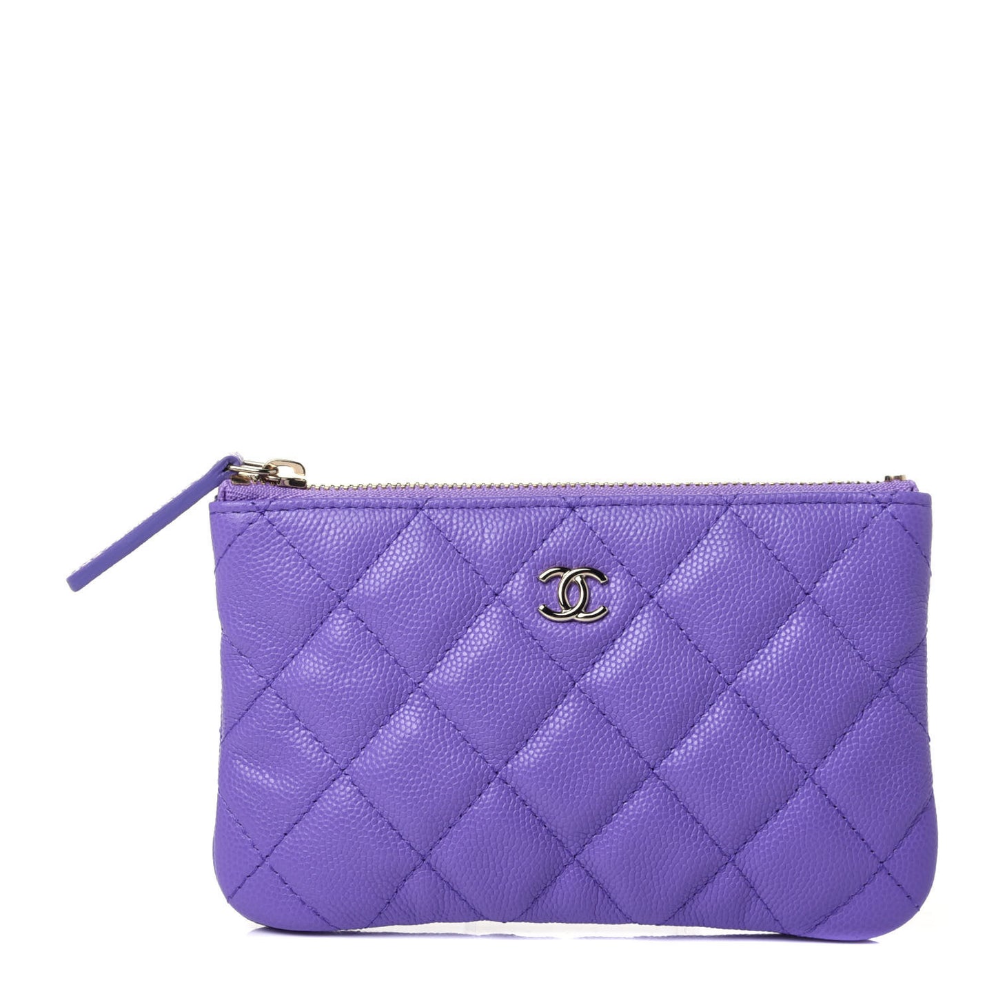 Caviar Quilted Small Cosmetic Case Purple
