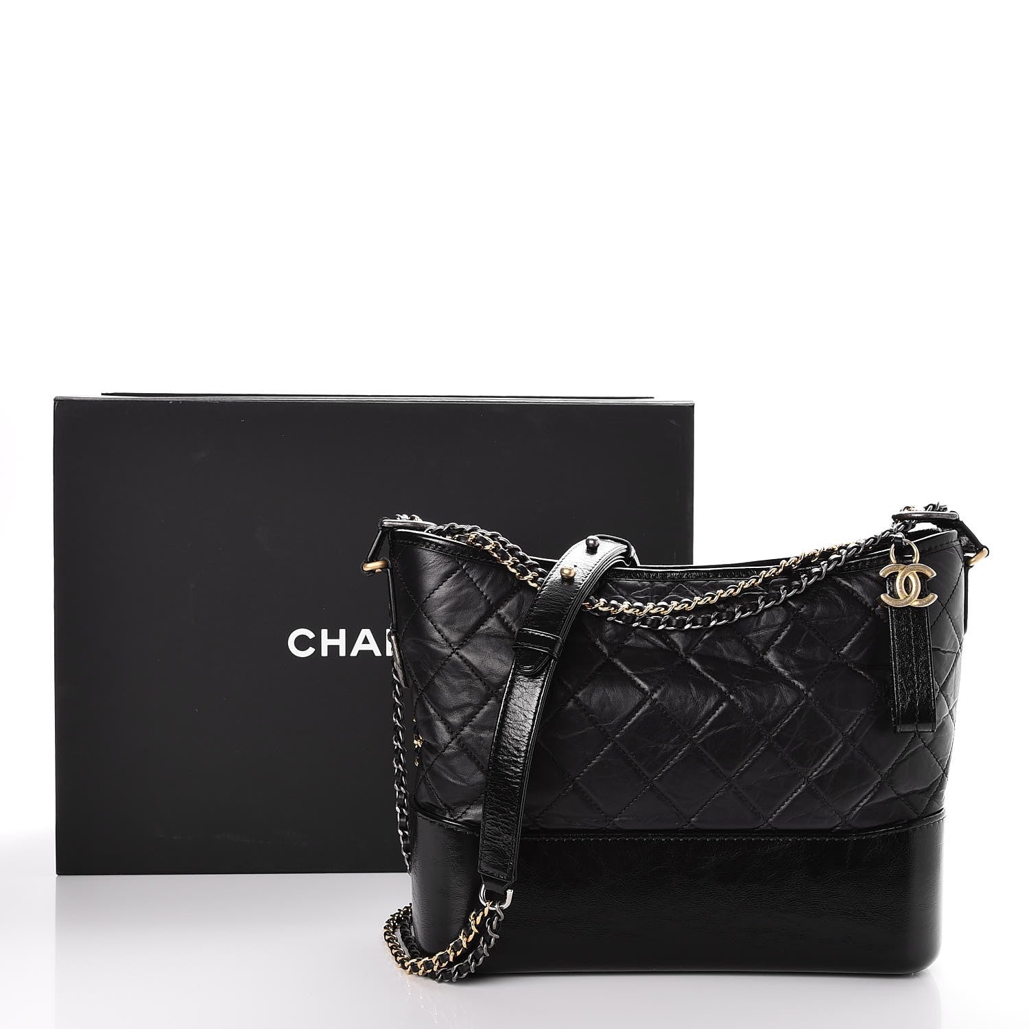 Chanel Aged Calfskin Quilted Medium Gabrielle Hobo Black 8 of 8