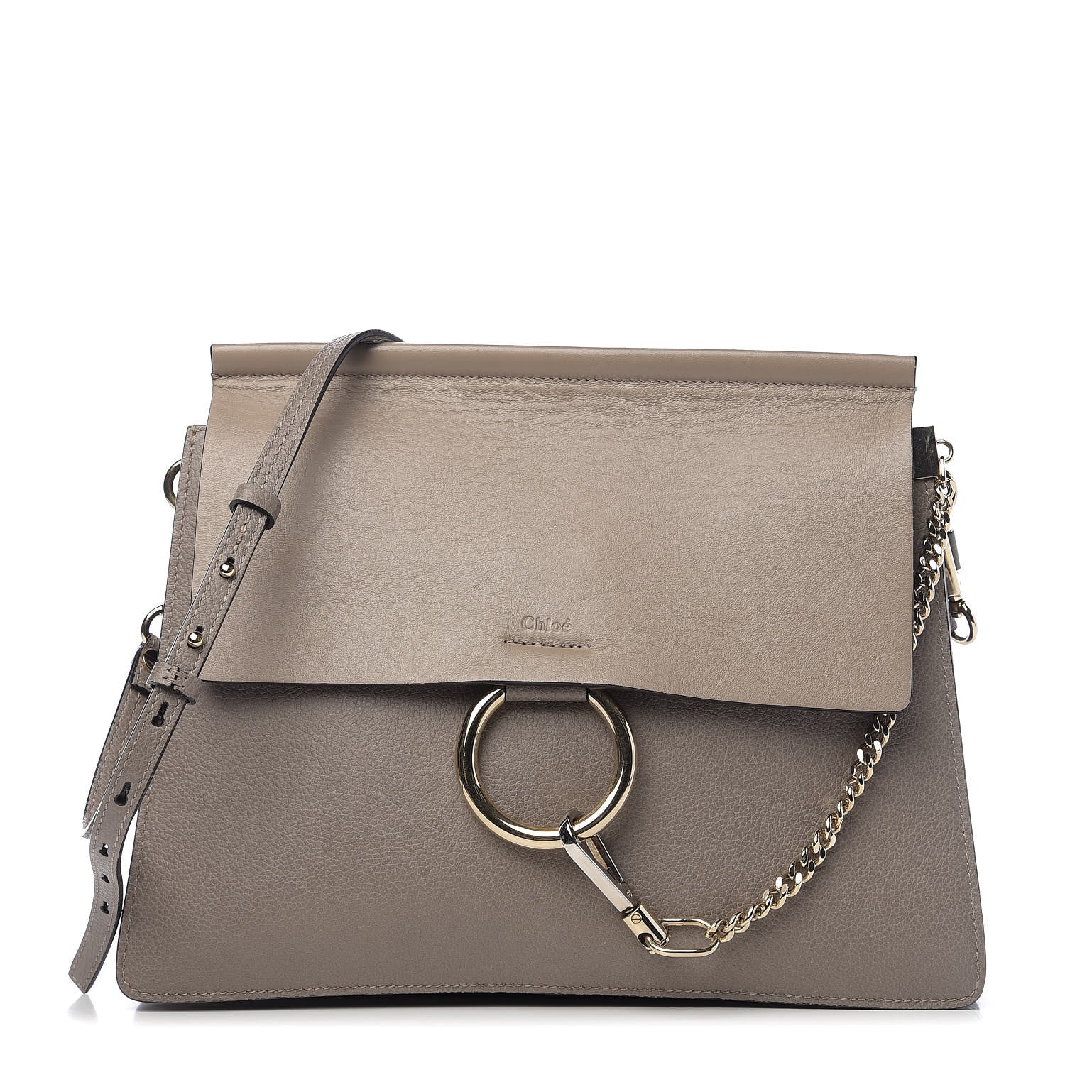 Chloe Calfskin Suede Medium Faye Shoulder Bag Motty Grey 1 of 11
