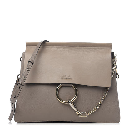 Chloe Calfskin Suede Medium Faye Shoulder Bag Motty Grey 1 of 11