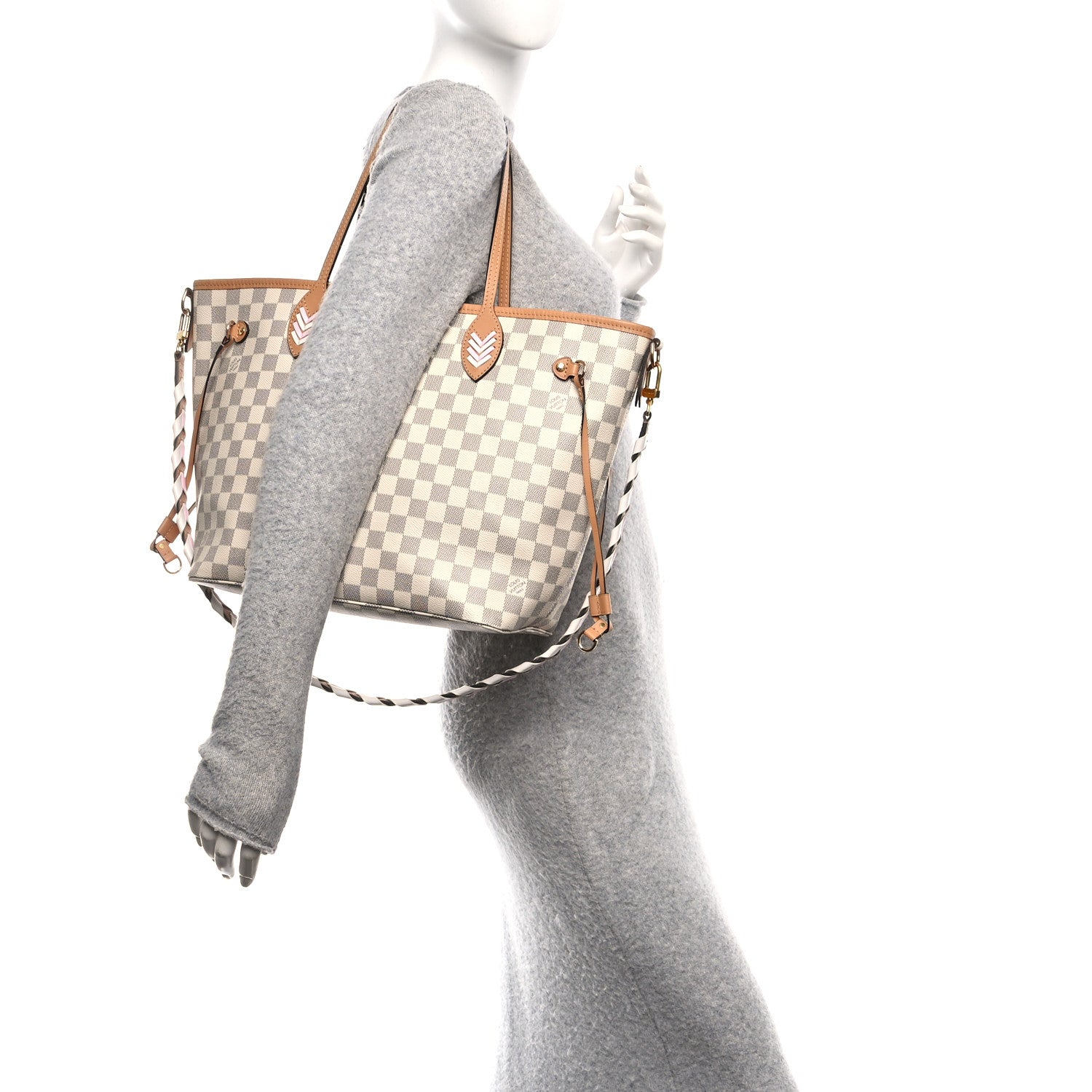 Louis Vuitton Damier Azur Braided Neverfull MM Orange 2 of 14