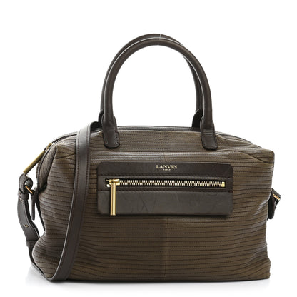 Lanvin Lambskin Stitched Padam Bowling Satchel Brown 1 of 14