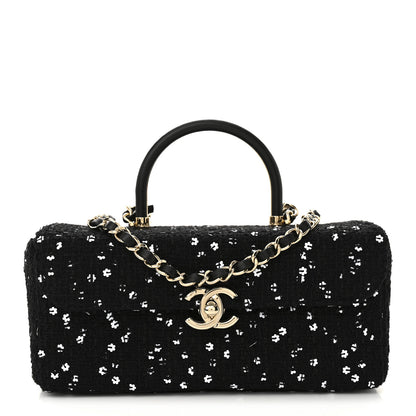 Chanel Tweed Sequin Quilted Top Handle Box Bag Black 1 of 11