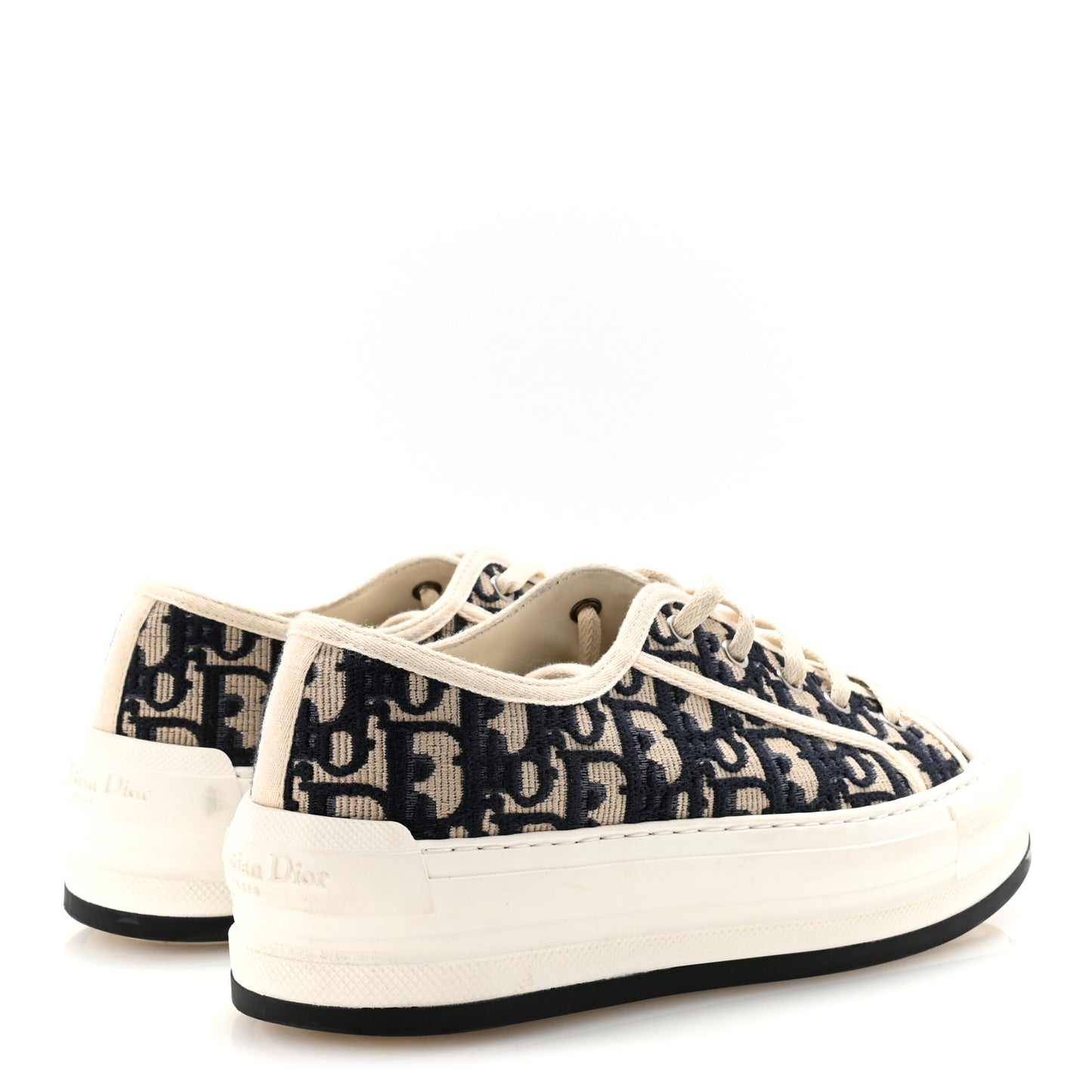 Canvas Oblique Walk'N'Dior Low Top Platform Sneakers 38 Deep Blue
