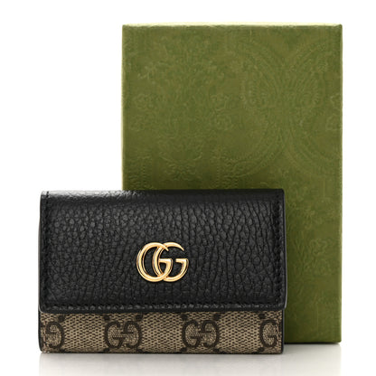 Gucci Dollar Calfskin GG Supreme Monogram GG Marmont 6 Key Holder Case Black Beige Ebony 8 of 8
