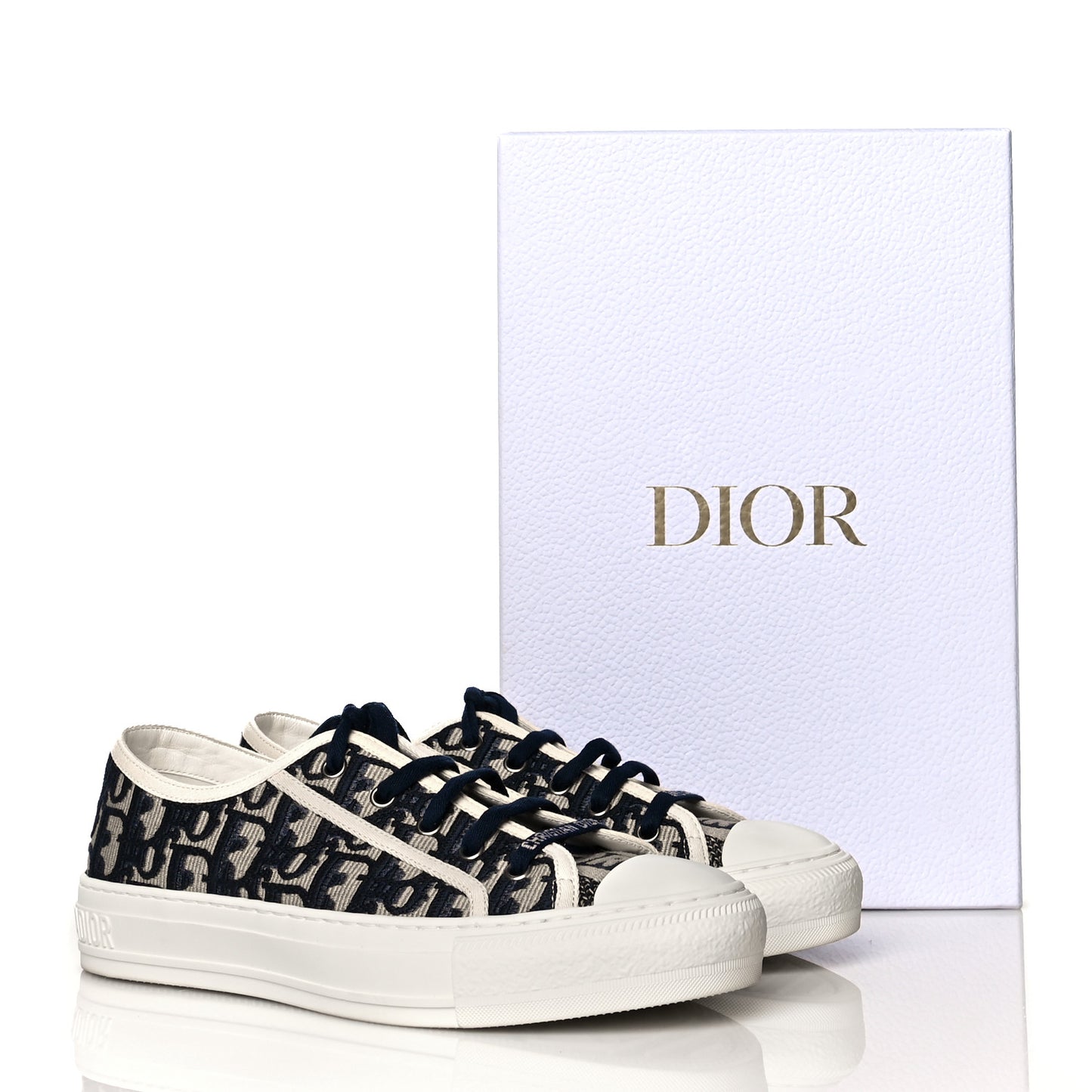 Canvas Oblique Walk'N'Dior Low Top Sneakers 39.5 Deep Blue
