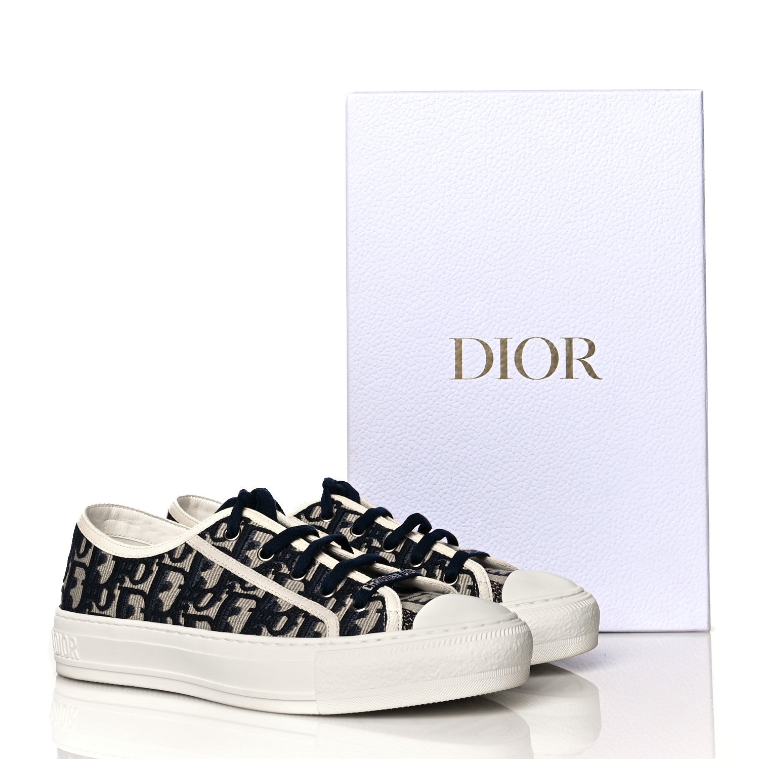 Christian Dior Canvas Oblique Walk'N'Dior Low Top Sneakers 39.5 Deep Blue 9 of 9
