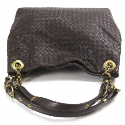 Bottega Veneta Leather Woven Chain Shoulder Bag Ebano 6 of 10