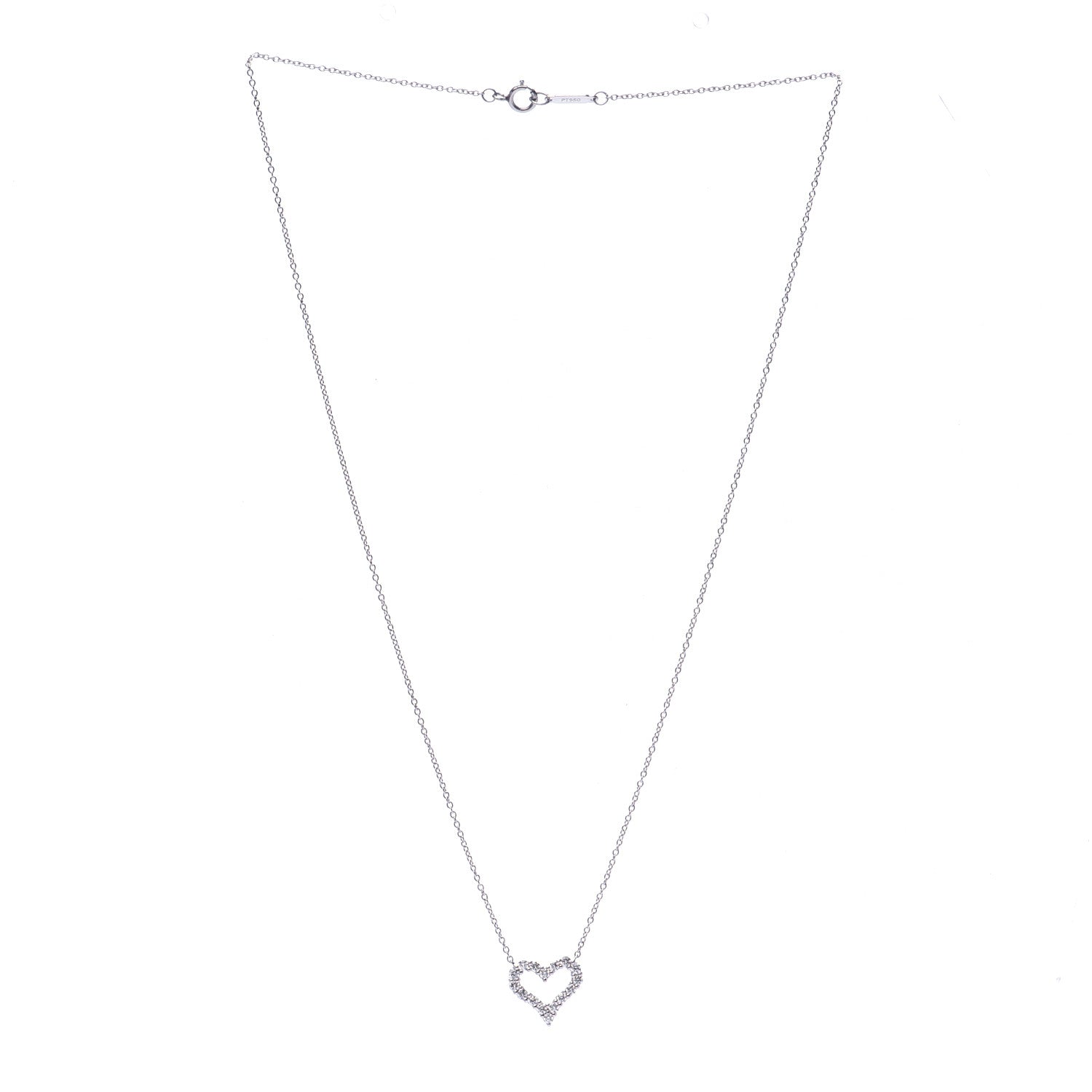 Tiffany Platinum Diamond Mini Heart Pendant Necklace 3 of 6