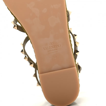 Valentino Garavani Calfskin Rockstud Ankle Strap Torchon Espadrille Caged 30/55mm Sandals 39 Lichen 8 of 11