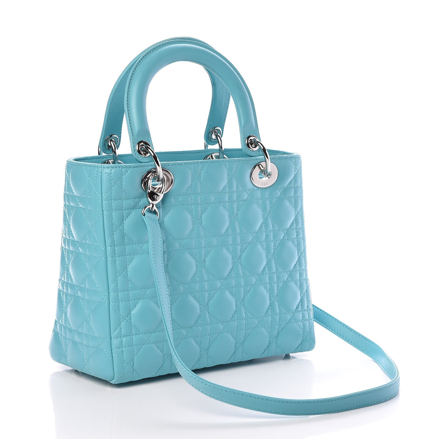 Lambskin Cannage Medium Lady Dior Turquoise