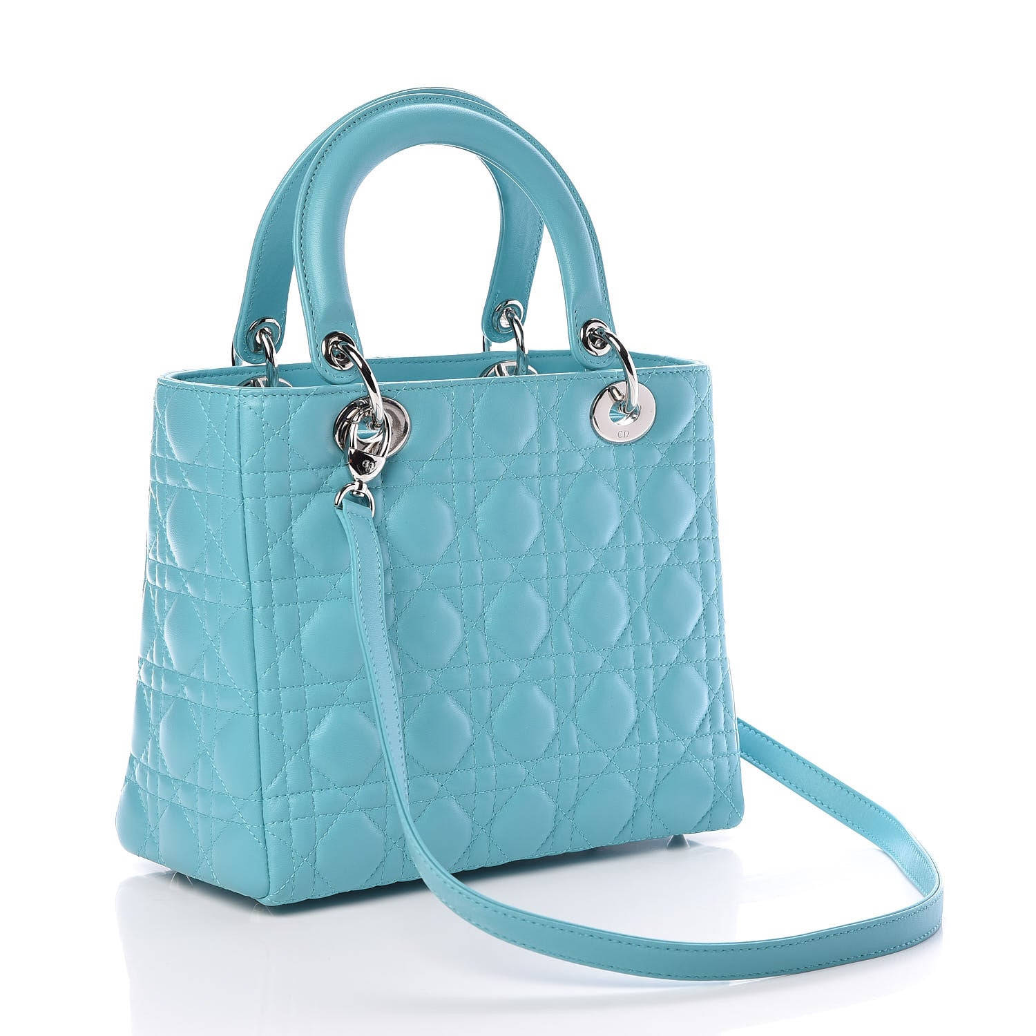 Christian Dior Lambskin Cannage Medium Lady Dior Turquoise 3 of 9