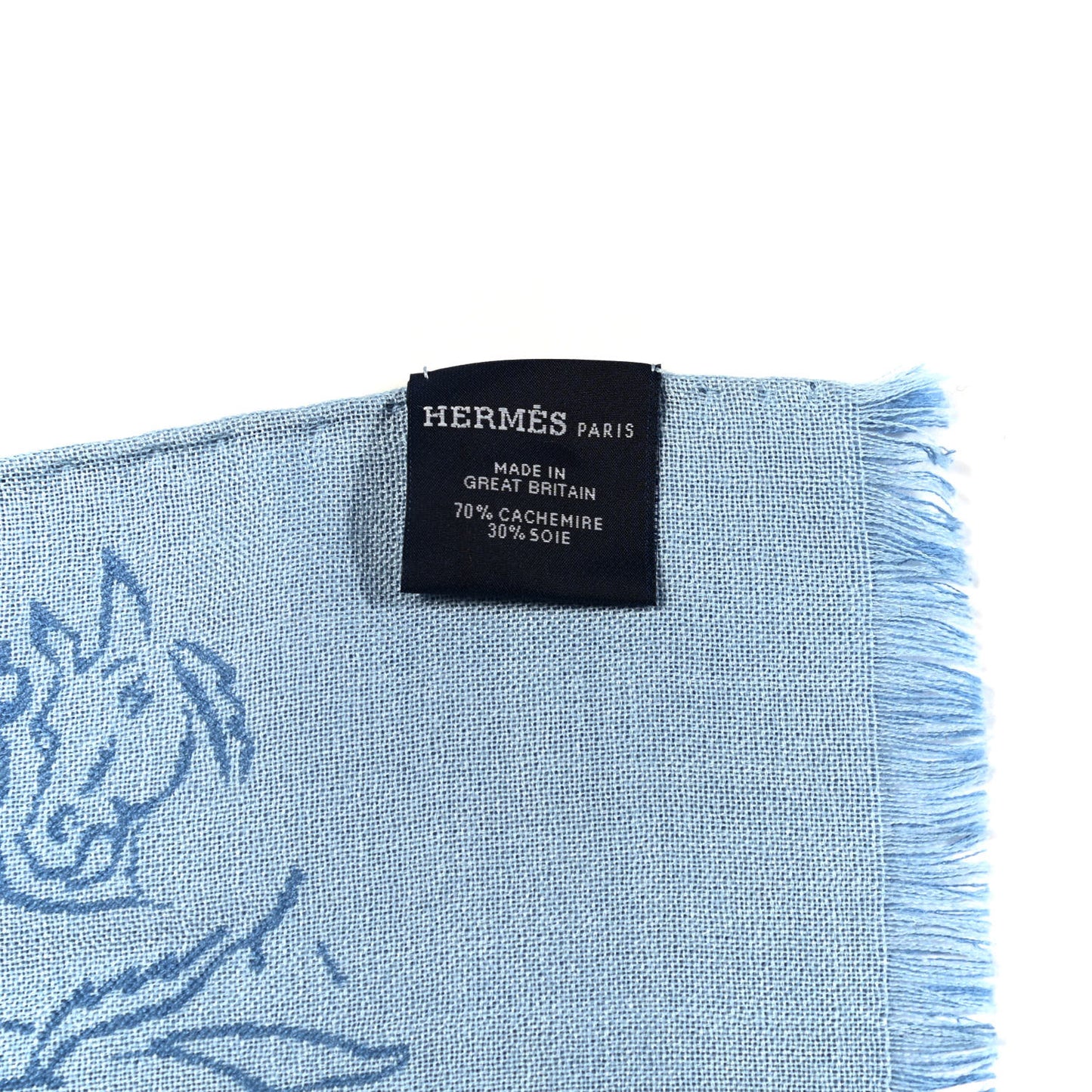 Cashmere Silk Reversible Horses Muffler Blue