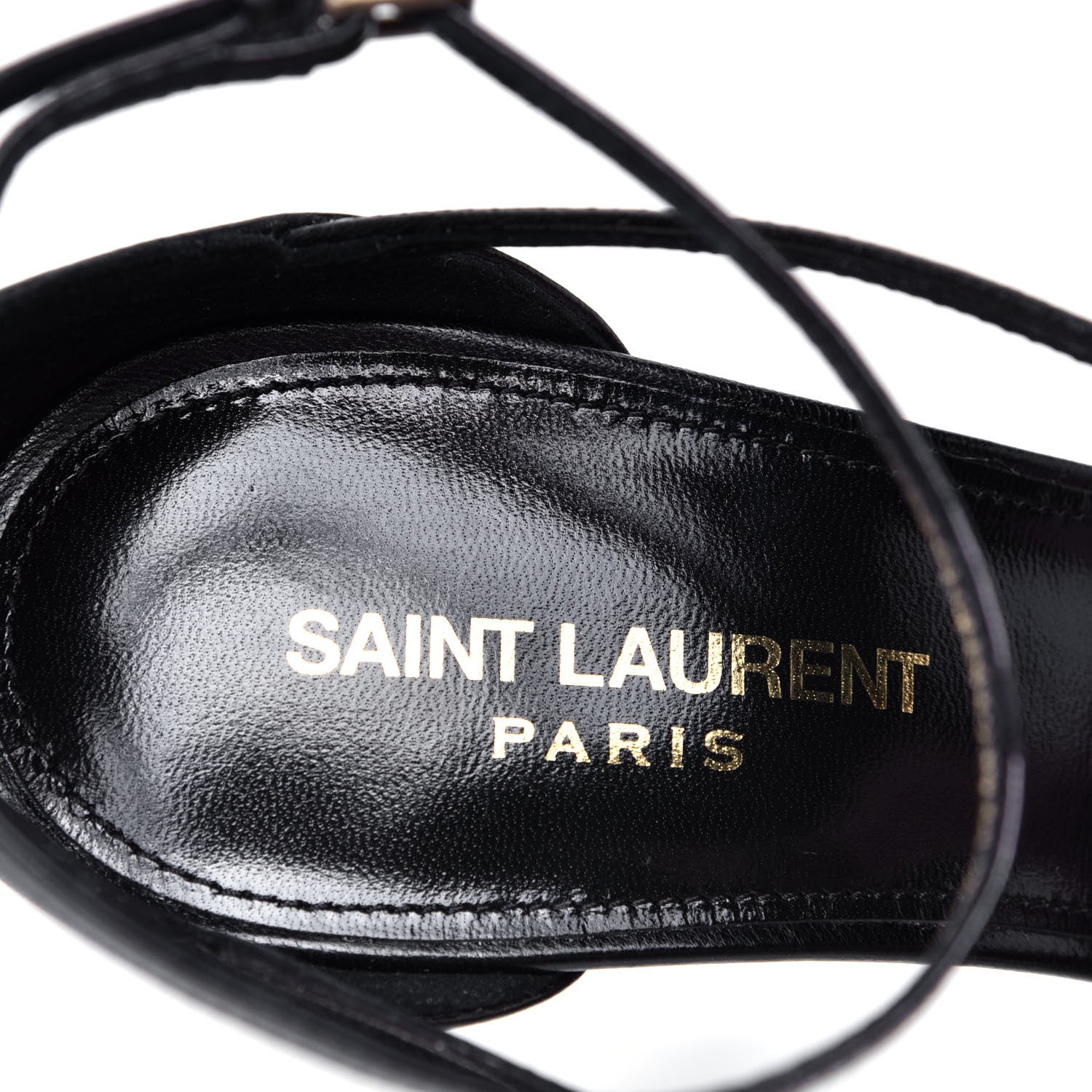 Saint Laurent Calfskin Cassandra 110 Sandals 39.5 Black Gold 9 of 10