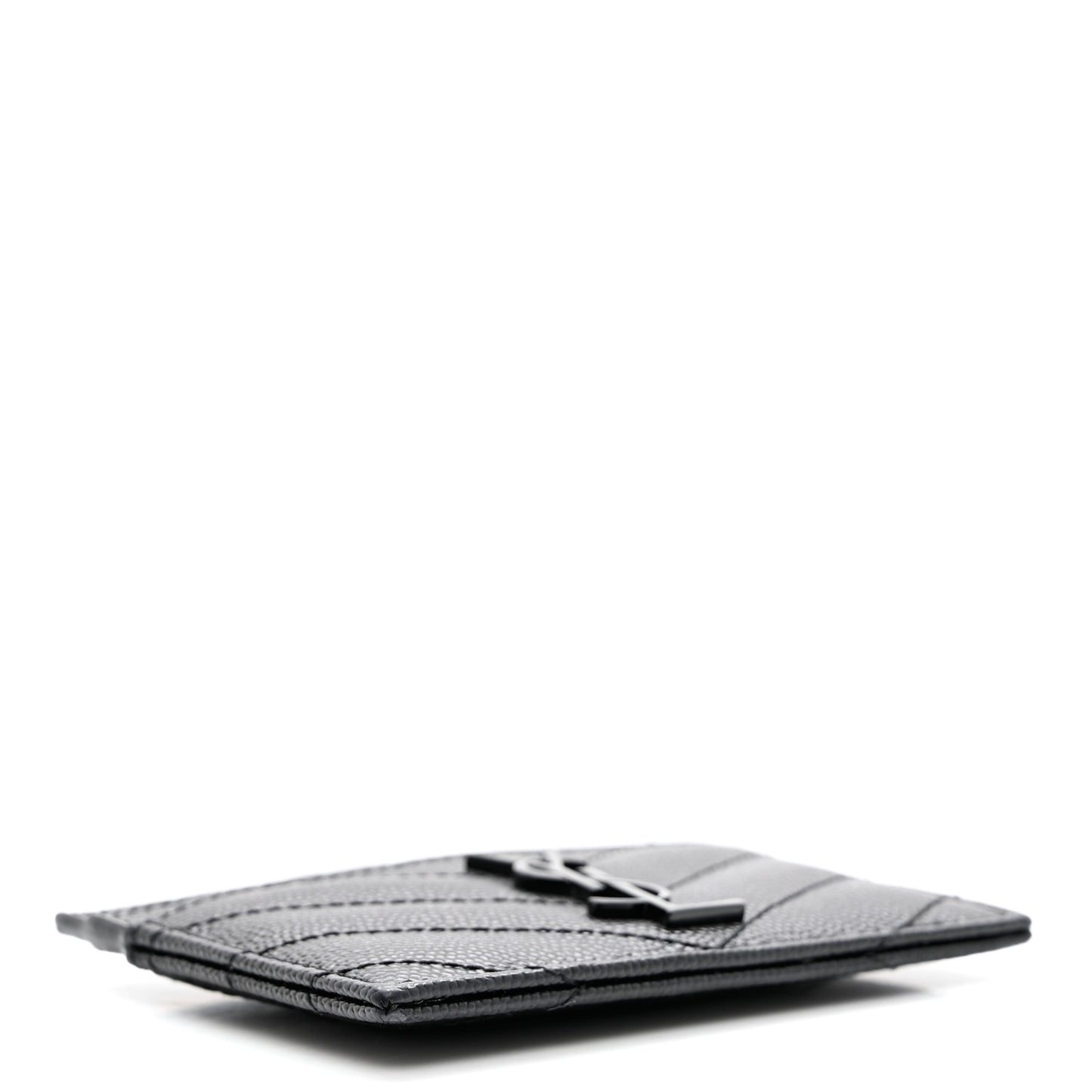 Grain De Poudre Matelasse Chevron Monochrome Monogram Credit Card Case Black