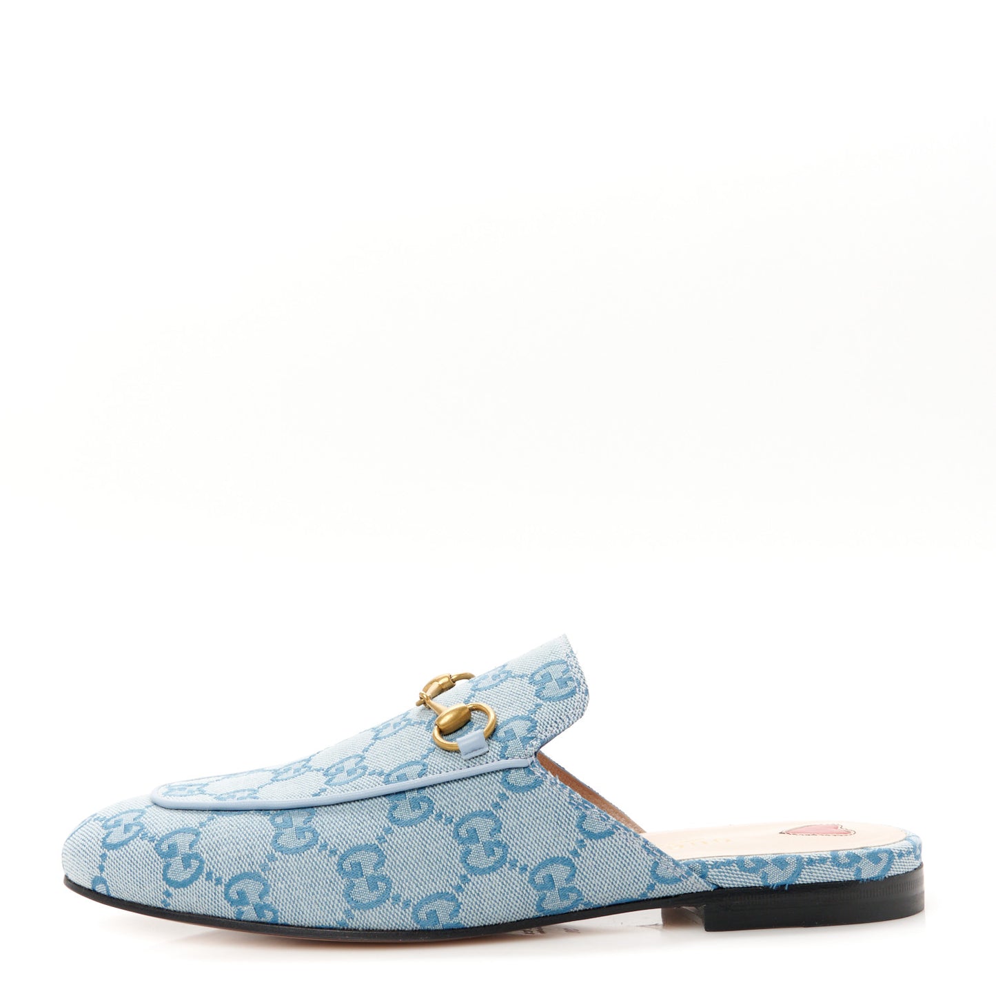 Canvas GG Monogram Nappa Womens Princetown Slippers 38 Porcelain Light Blue Dark Porcelain Light Blue