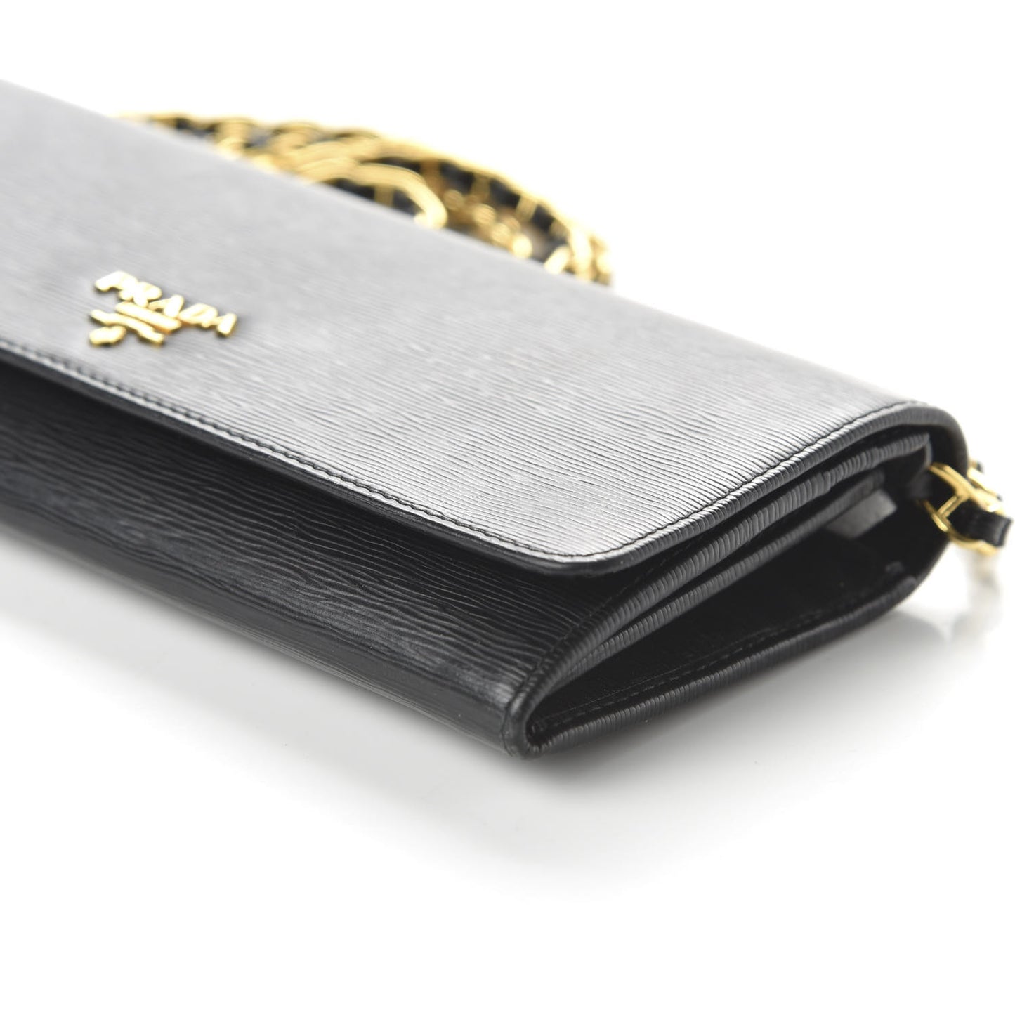 Vitello Move Metal Oro Chain Wallet Black