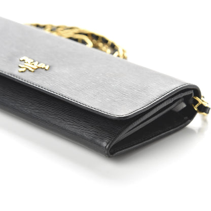 Prada Vitello Move Metal Oro Chain Wallet Black 7 of 9