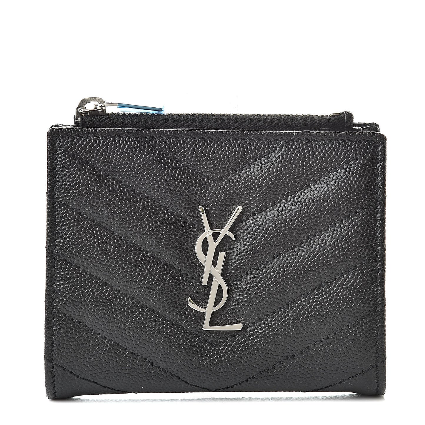 Grain De Poudre Matelasse Chevron Monogram Zipped Card Case Black