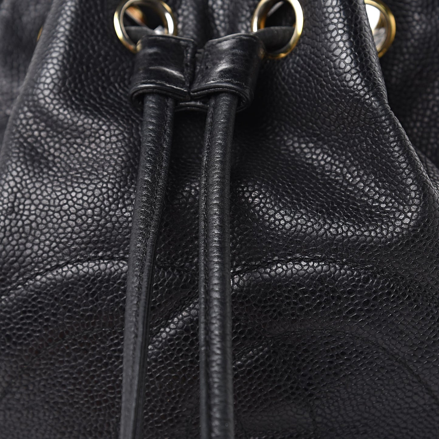 Caviar CC Drawstring Shoulder Bag Black