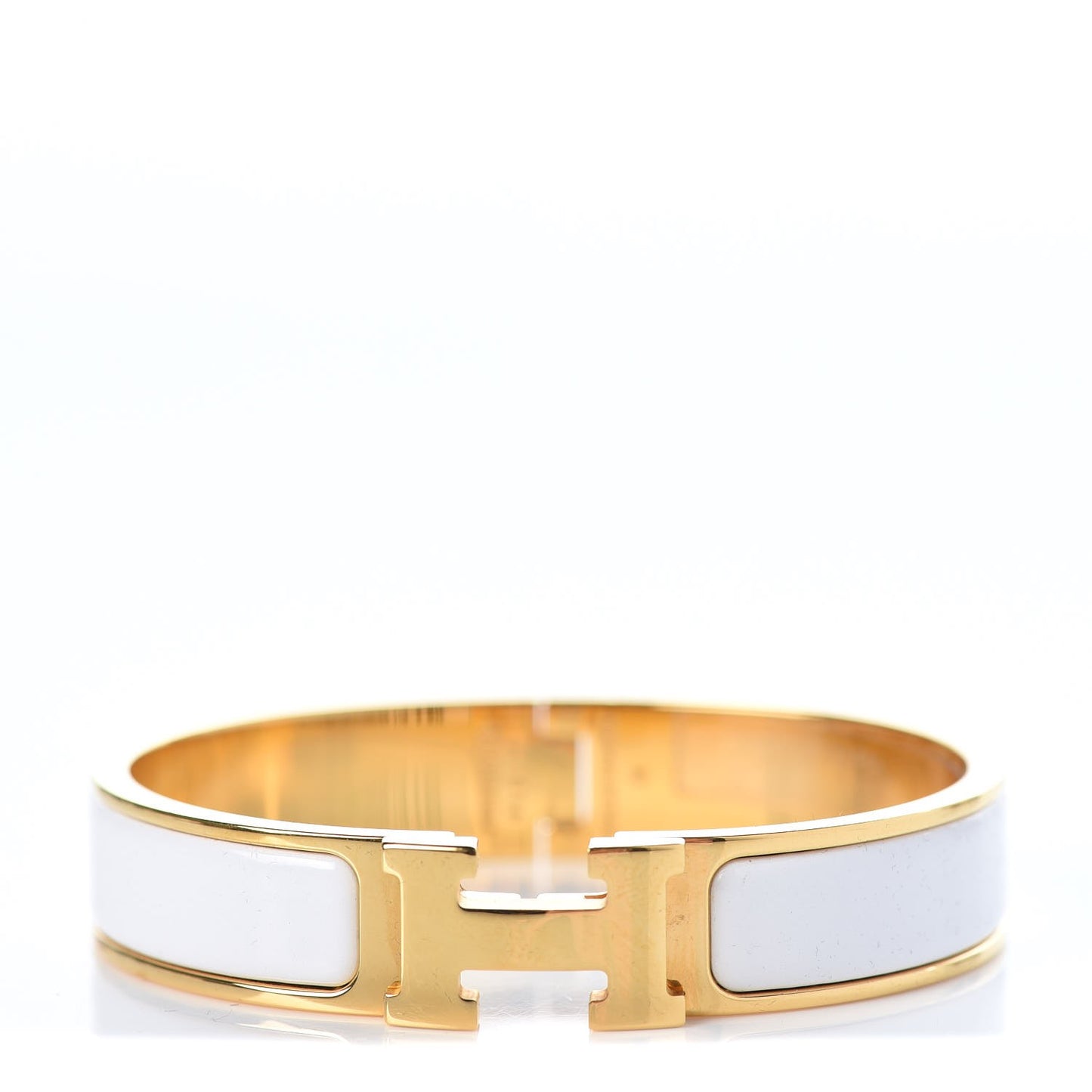 Enamel Narrow Clic Clac H Bracelet PM White