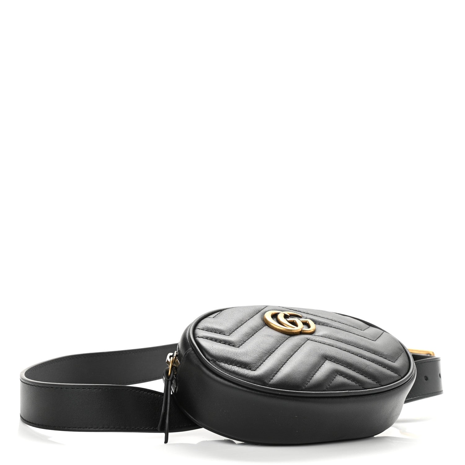 Gucci Calfskin Matelasse GG Marmont Belt Bag 85 34 Black 4 of 10