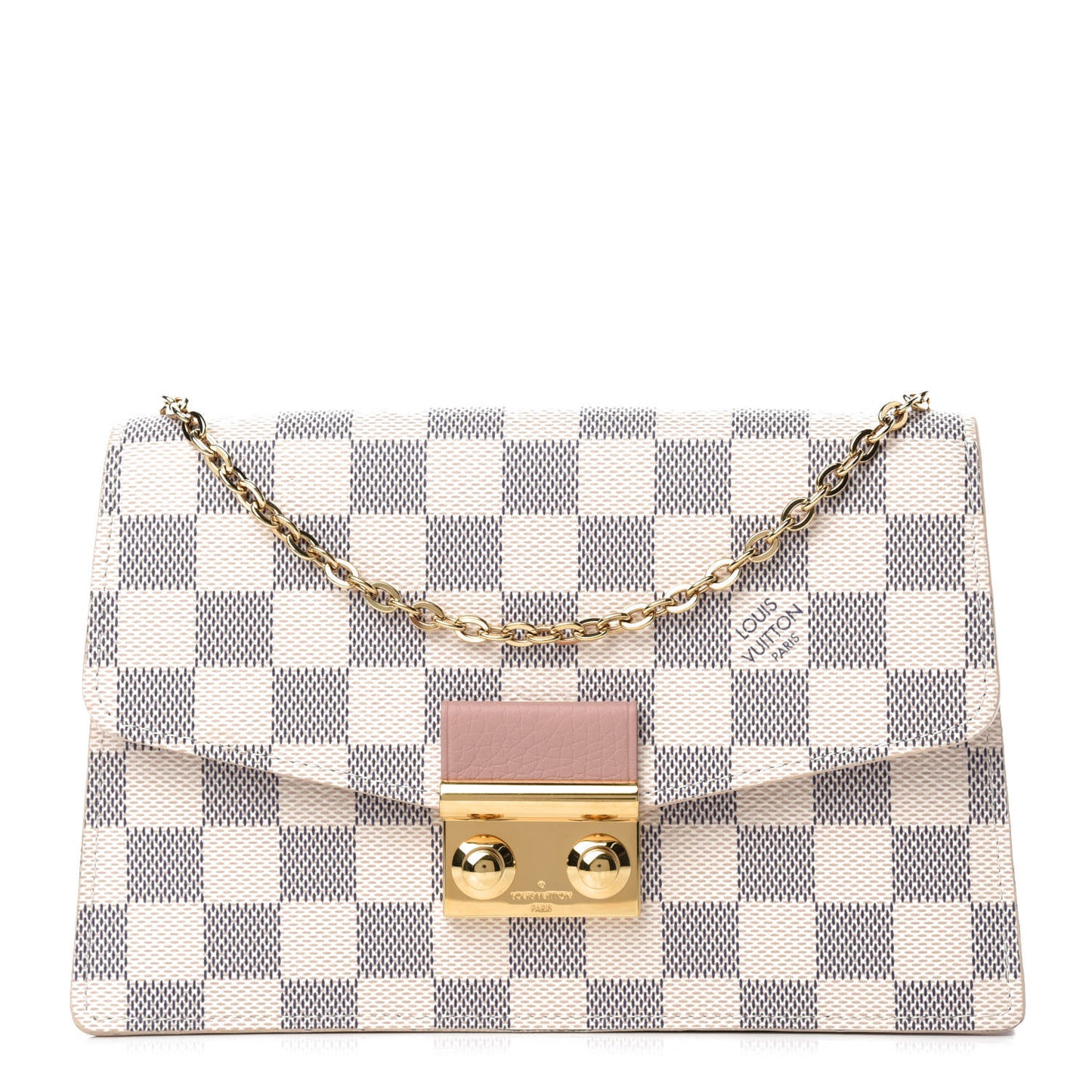 Damier Azur Croisette Chain Wallet Rose Ballerine
