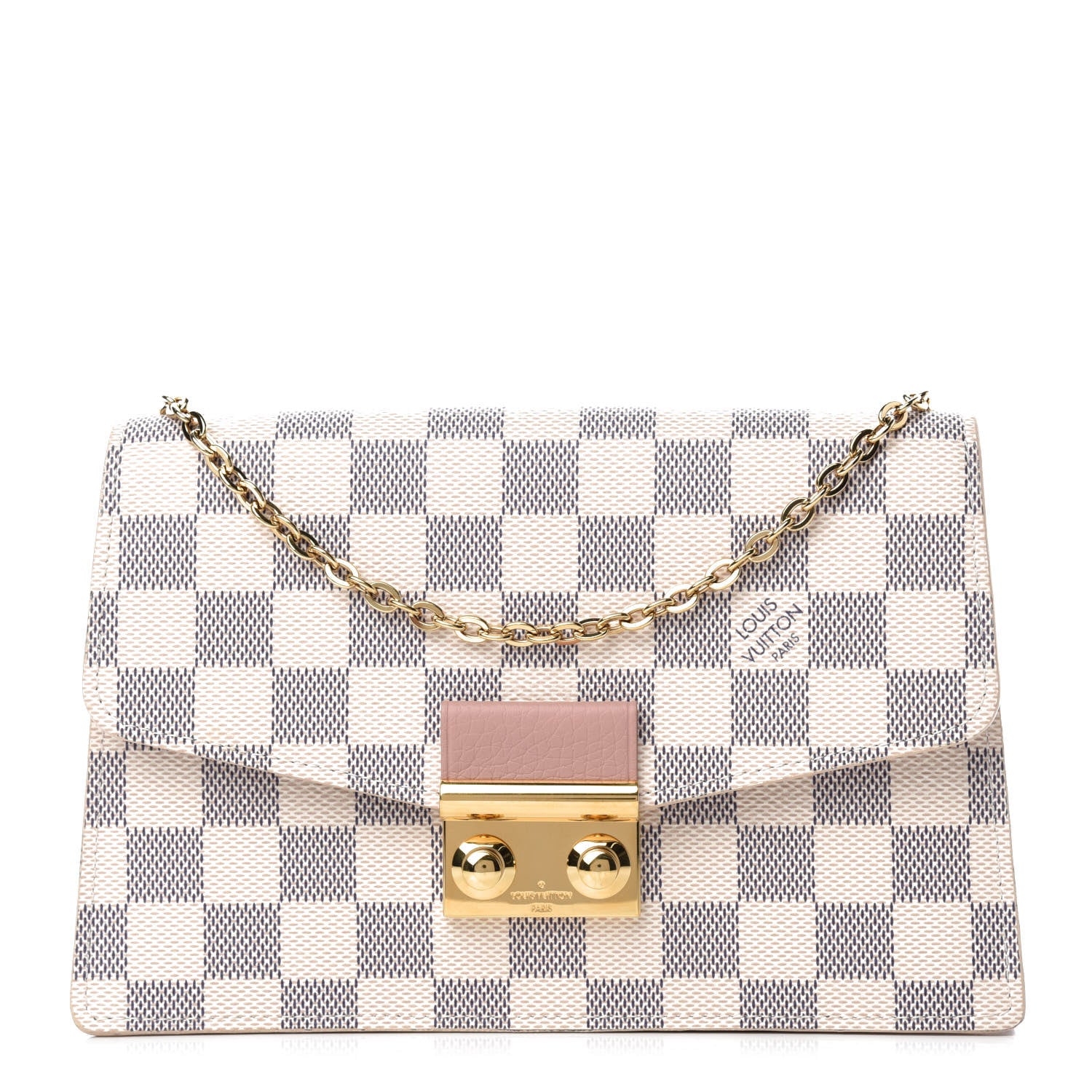 Louis Vuitton Damier Azur Croisette Chain Wallet Rose Ballerine 1 of 10
