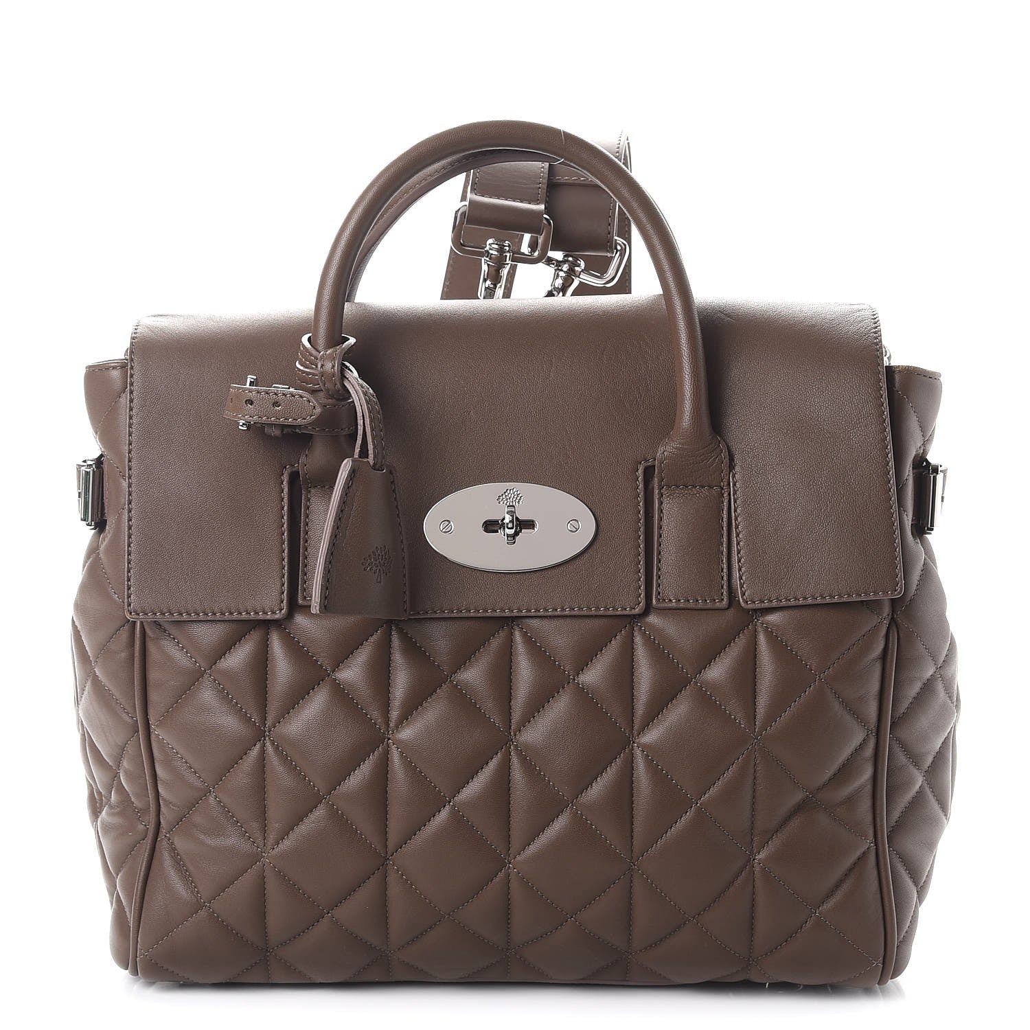 MULBERRY Nappa Quilted Medium Cara Delevingne Convertible Bag in the color Taupe by FASHIONPHILE