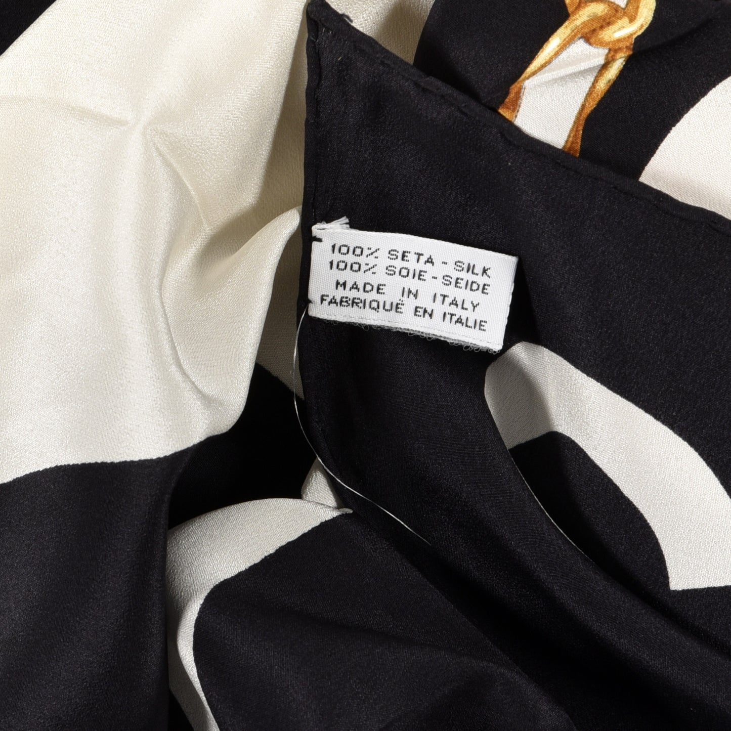 Silk Foulard en Soie PARIS Scarf Black Ivory