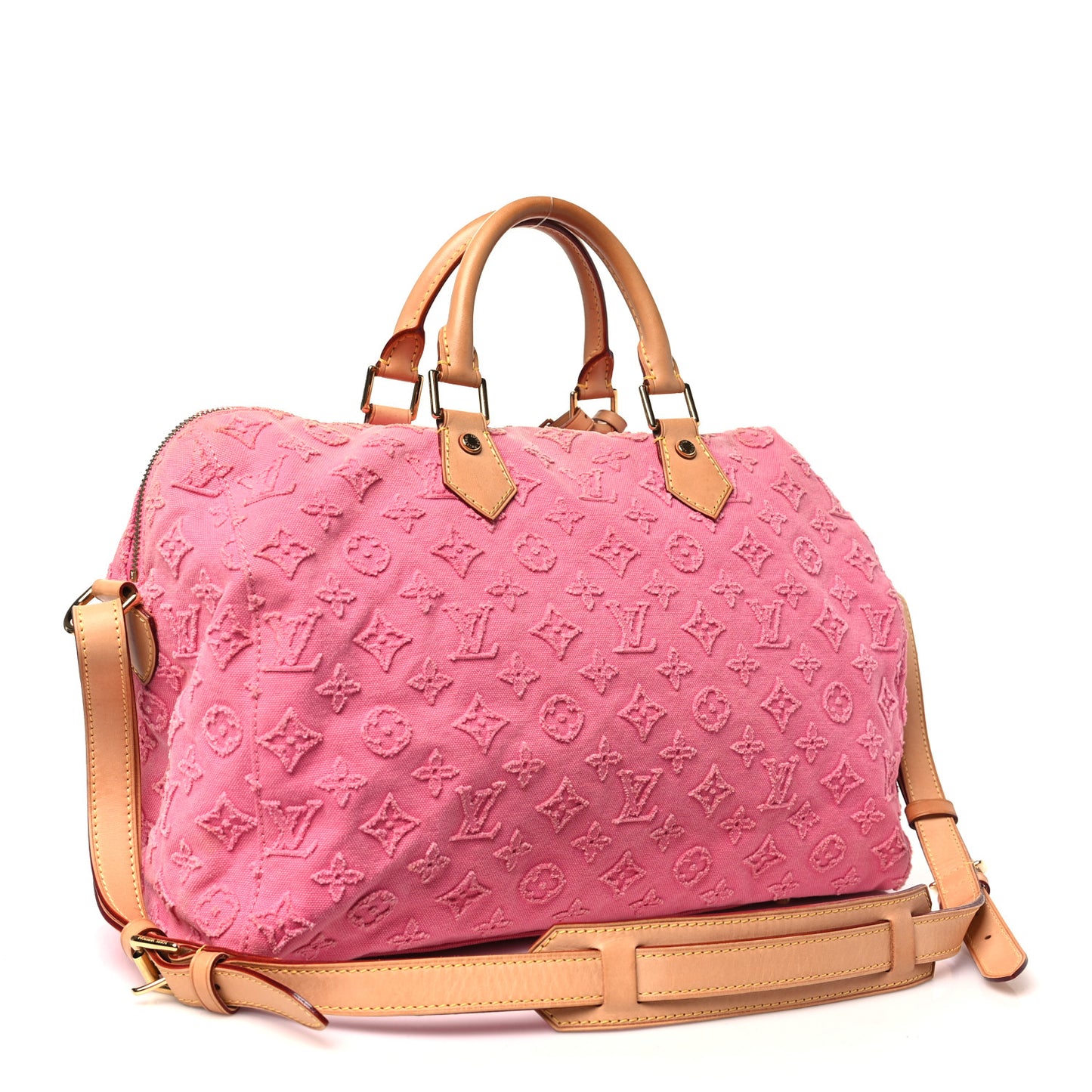Denim Monogram Stone Speedy Bandouliere 35 Rose