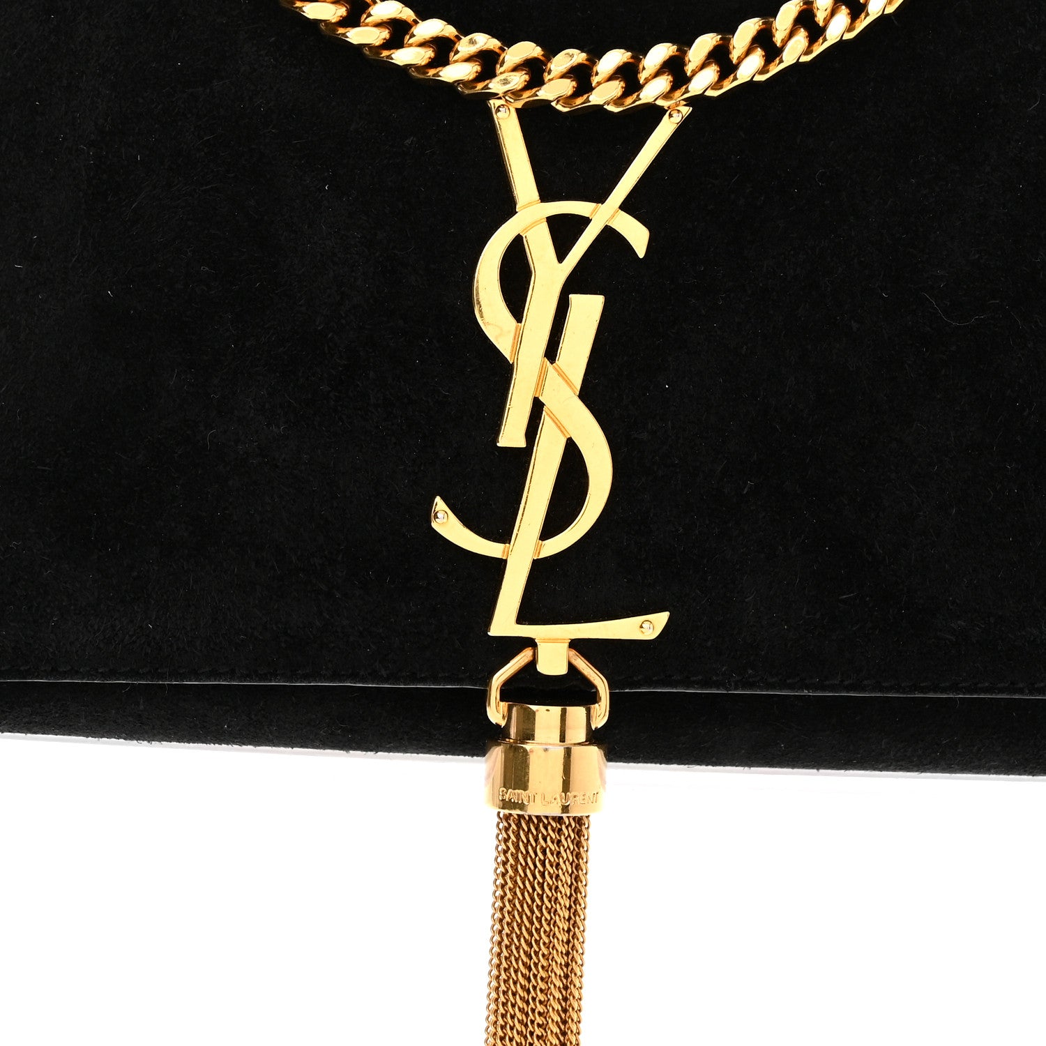 Saint Laurent Suede Small Classic Monogram Kate Tassel Satchel Black 8 of 10