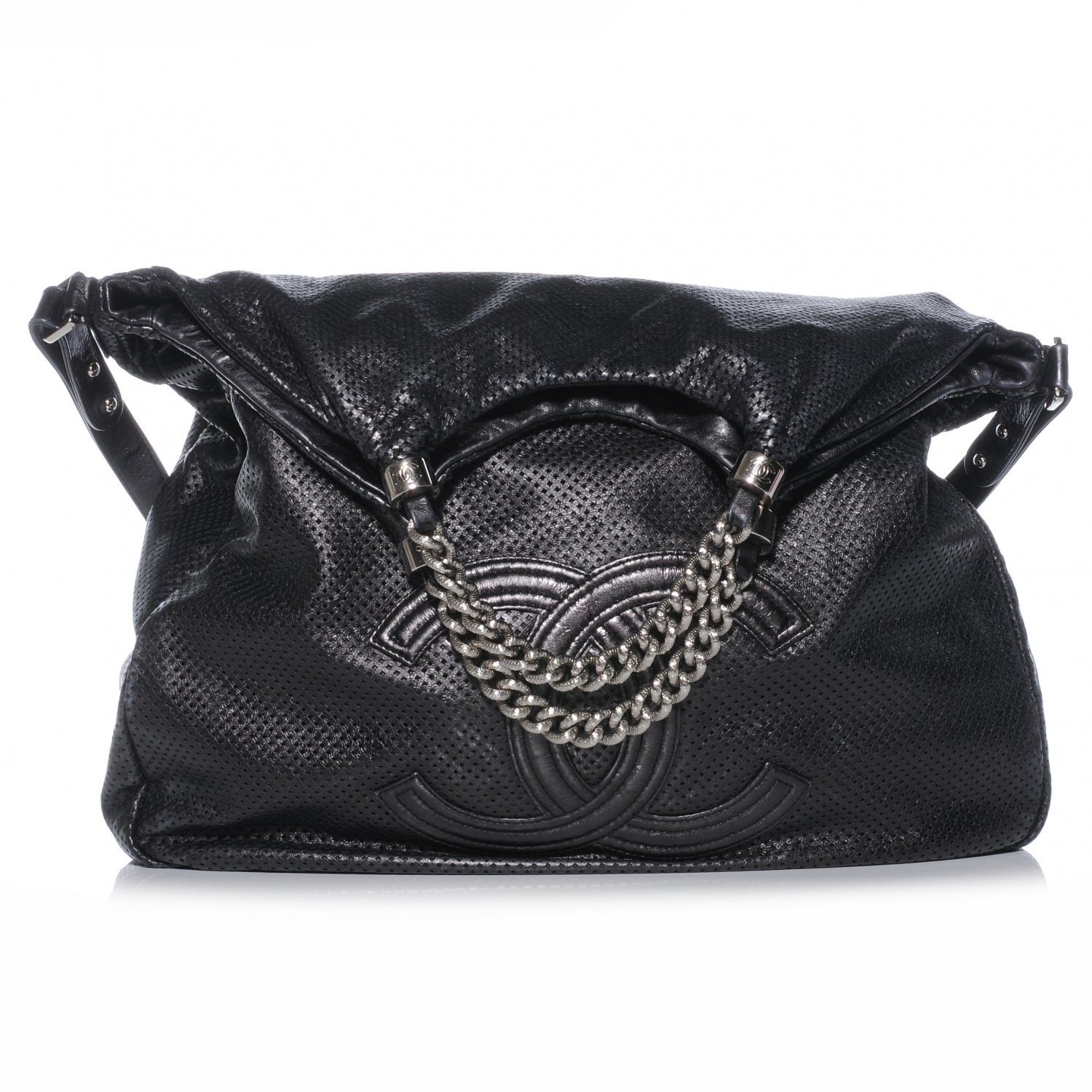 Chanel Glazed Calfskin Perforated XL Rodeo Drive Tote Black 1 of 8