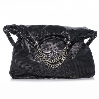Chanel Glazed Calfskin Perforated XL Rodeo Drive Tote Black 1 of 8