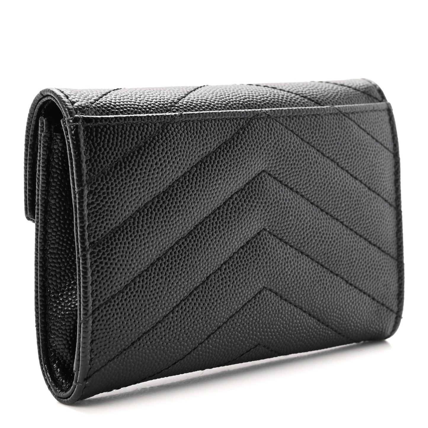 Grain De Poudre Matelasse Chevron Small Monogram Envelope Wallet Black