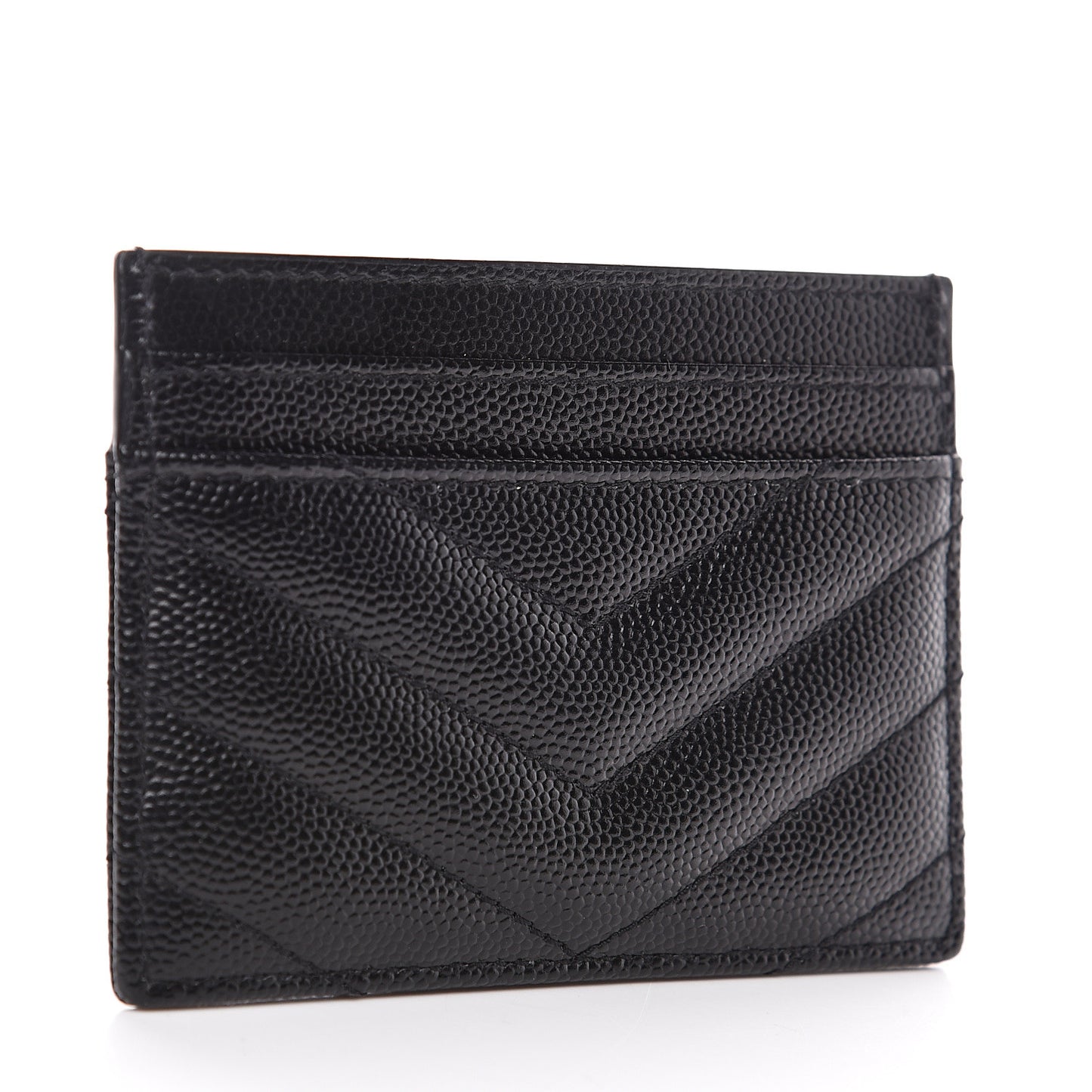 Grain De Poudre Matelasse Chevron Monogram Credit Card Case Black