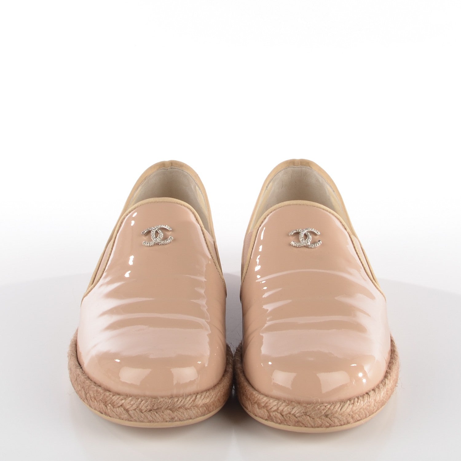 Chanel Patent CC Loafers Espadrille 40 Beige 2 of 9