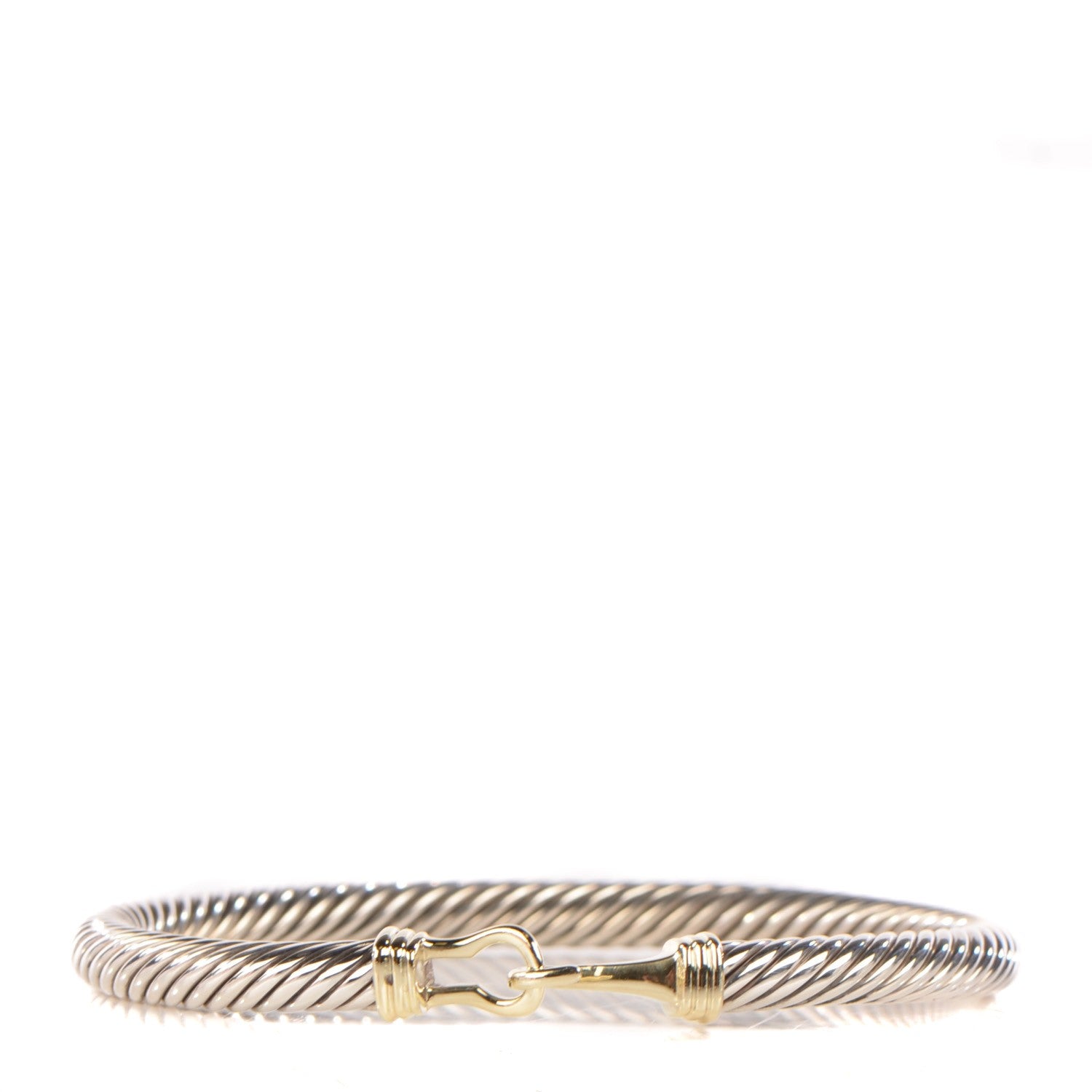 David Yurman Sterling Silver 14K Yellow Gold 5mm Cable Classic Buckle Bracelet 1 of 6