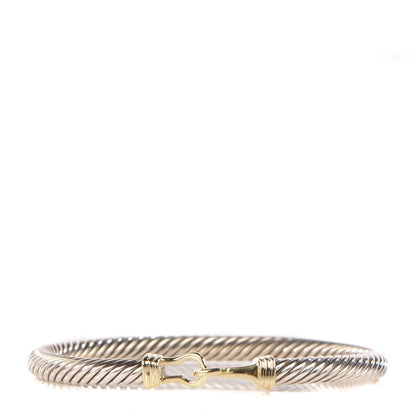 David Yurman Sterling Silver 14K Yellow Gold 5mm Cable Classic Buckle Bracelet 1 of 6