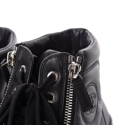 Chanel Calfskin Pearl High Top CC Sneakers 36 Black 16 of 16