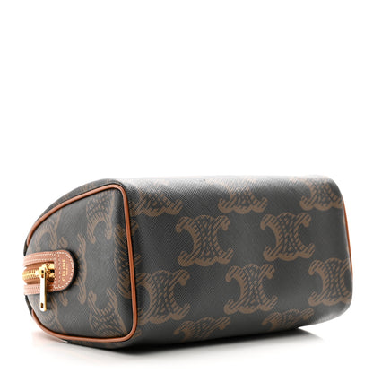 Celine Triomphe Canvas XL Calfskin Small Boston Bag Tan 4 of 10