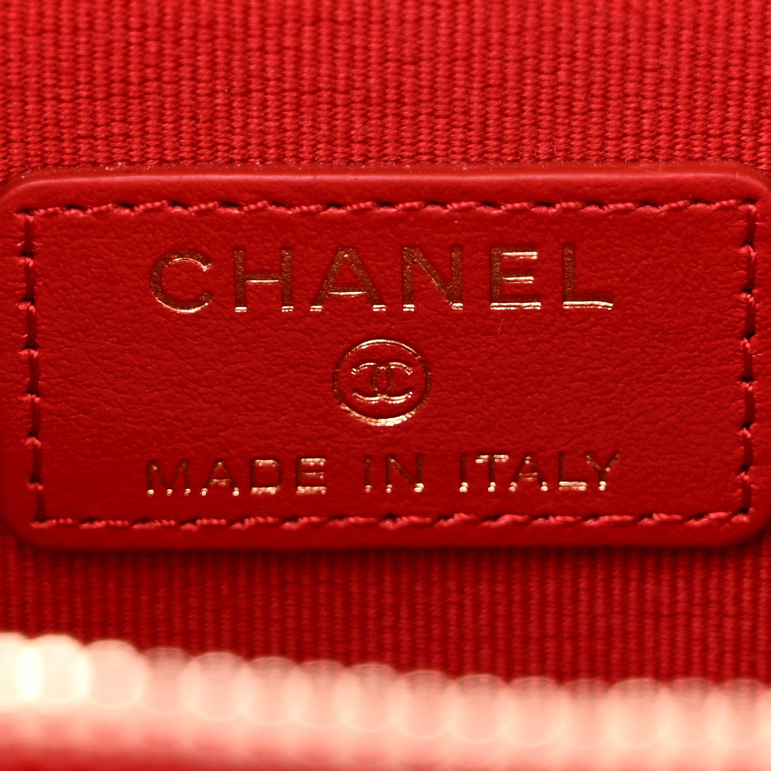 Chanel Caviar Quilted Mini Vanity Case With Chain Red 6 of 10