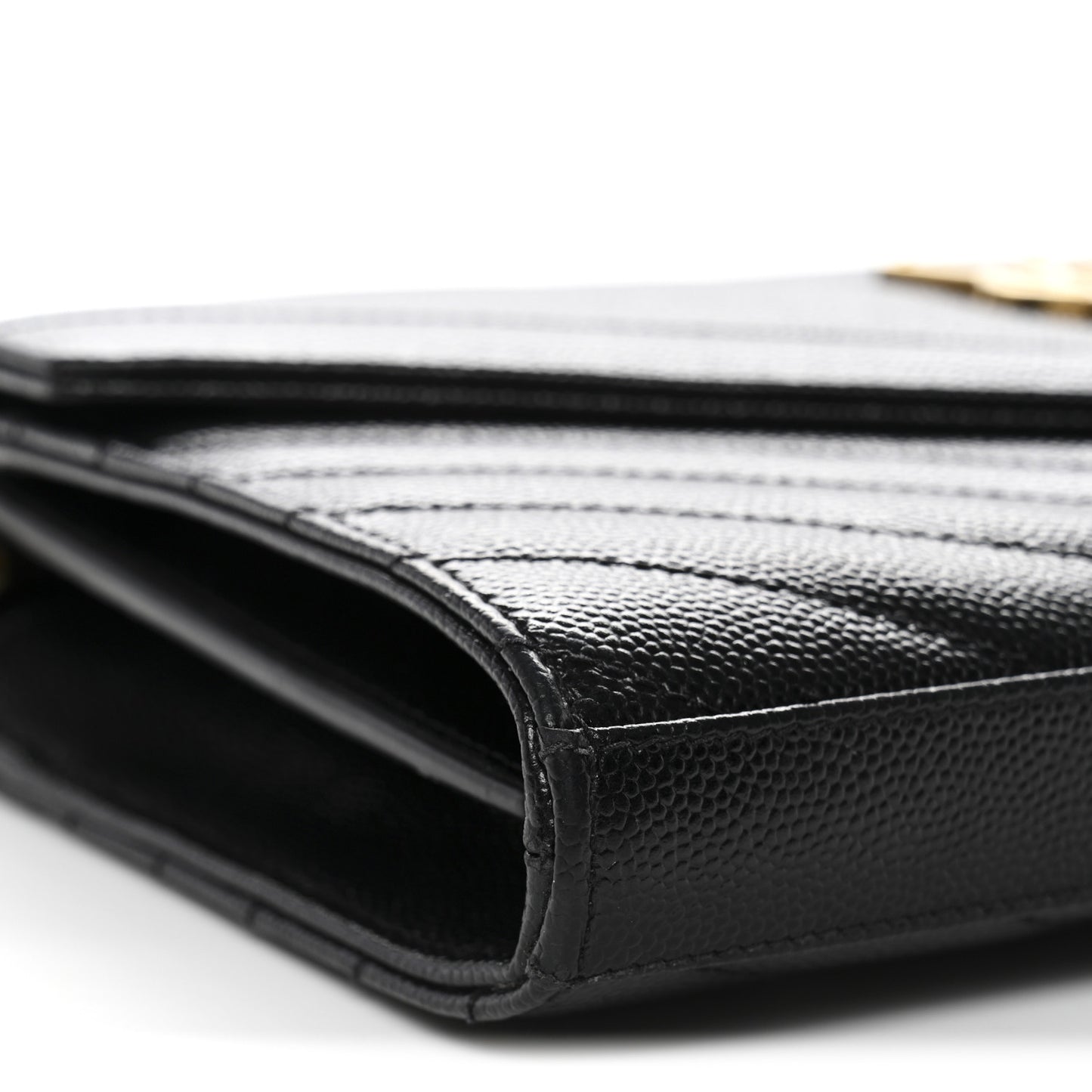 Grain De Poudre Matelasse Chevron Monogram Chain Wallet Black