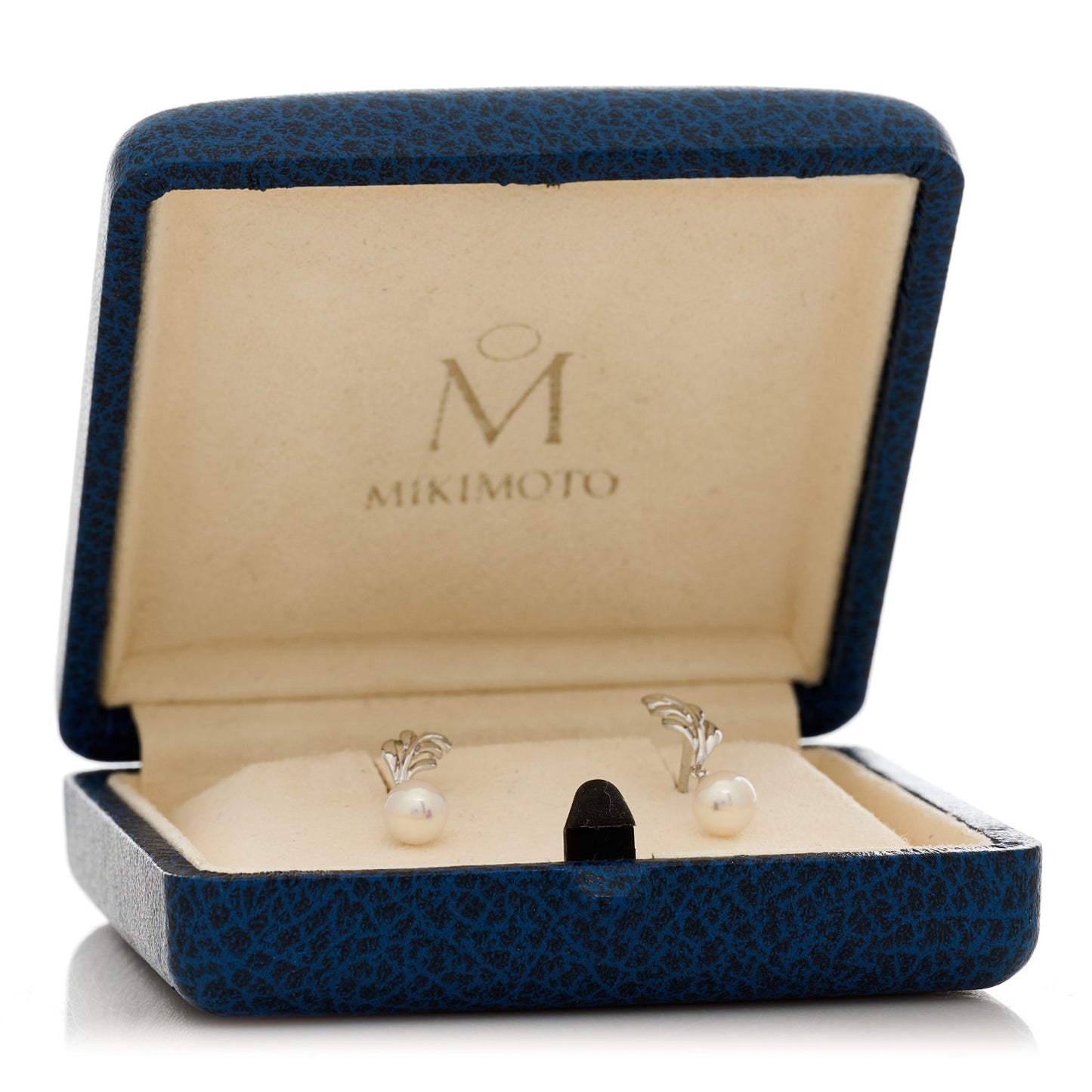 18K White Gold Akoya Pearl Leaf Drop Earrings