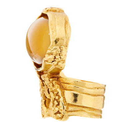 Saint Laurent Glass Cabochon Arty Ovale Ring 7 Gold Yellow 3 of 7