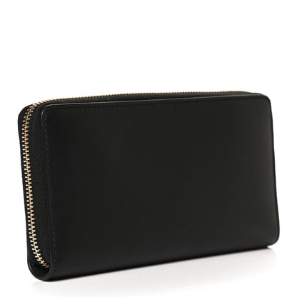 Gucci Calfskin Bamboo Round Zip Long Wallet Black 3 of 9
