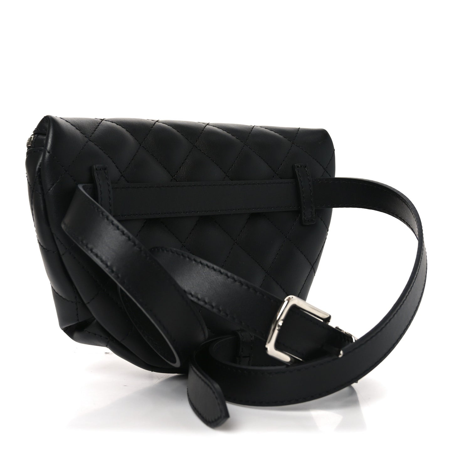 Calfskin Quilted Uniform Waist Belt Bag Black