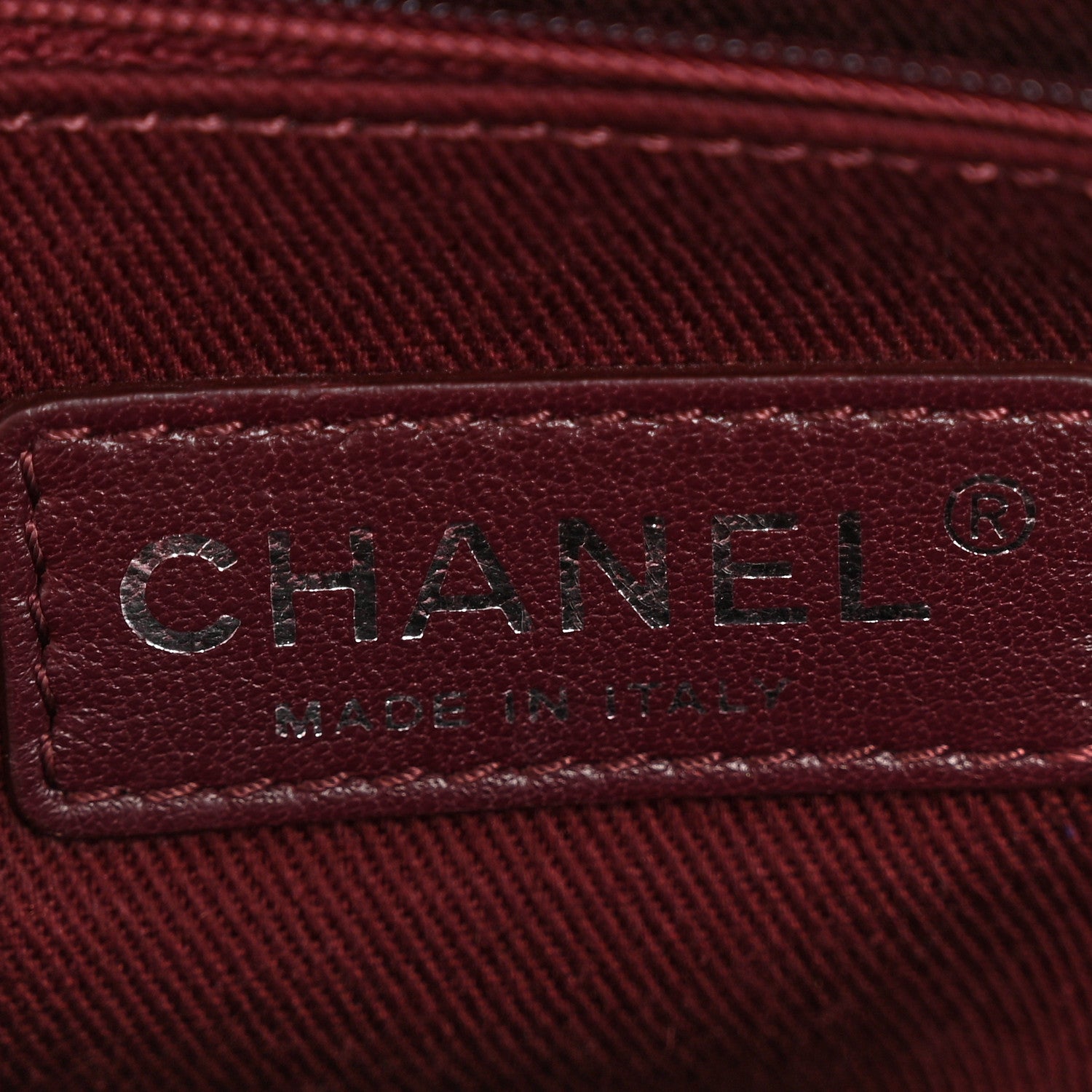 Chanel Calfskin Diamond Embossed Large CC Zip Shopping Tote Burgundy 6 of 15