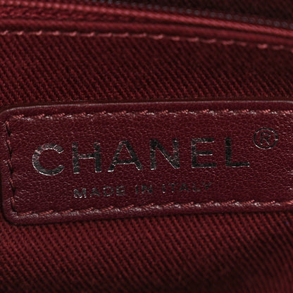 Chanel Calfskin Diamond Embossed Large CC Zip Shopping Tote Burgundy 6 of 15